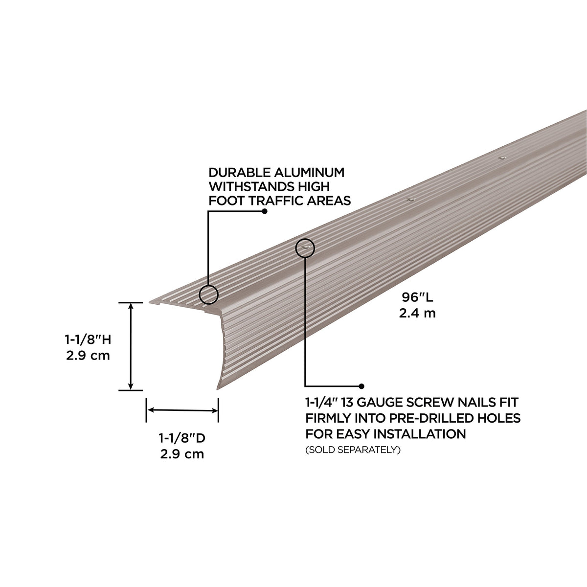 1-1/8 In. X 1-1/8 In. Aluminum Stair Edging