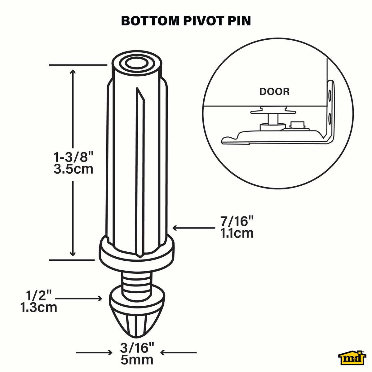 Bottom Pivot Pin for Bi-fold Doors