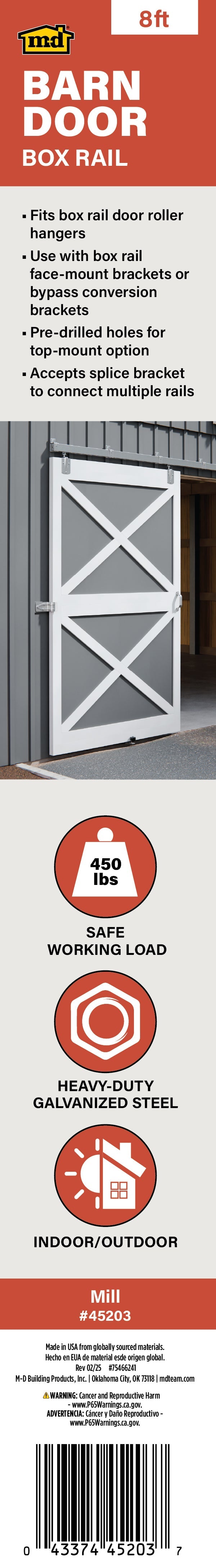 Heavy-Duty Box Rail for Exterior Barn Doors