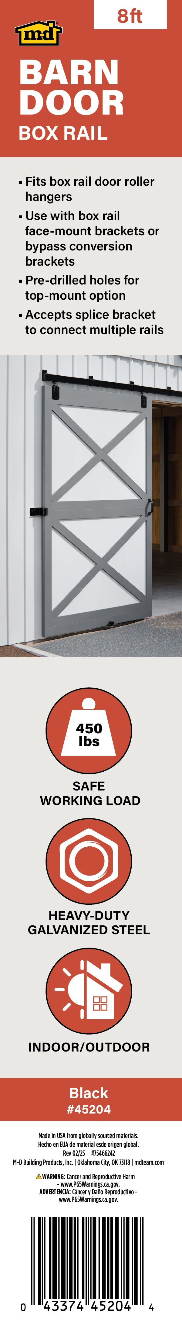 Heavy-Duty Box Rail for Exterior Barn Doors