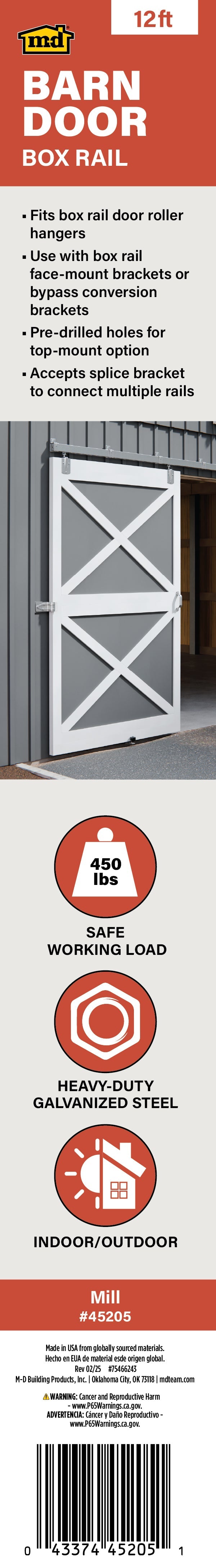 Heavy-Duty Box Rail for Exterior Barn Doors