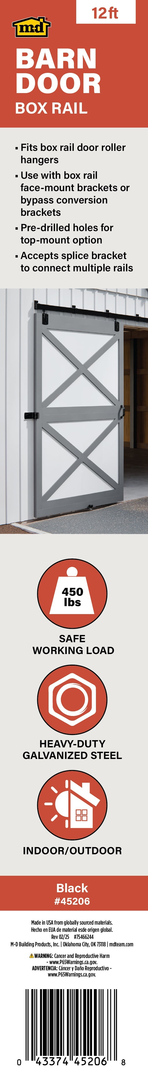 Heavy-Duty Box Rail for Exterior Barn Doors