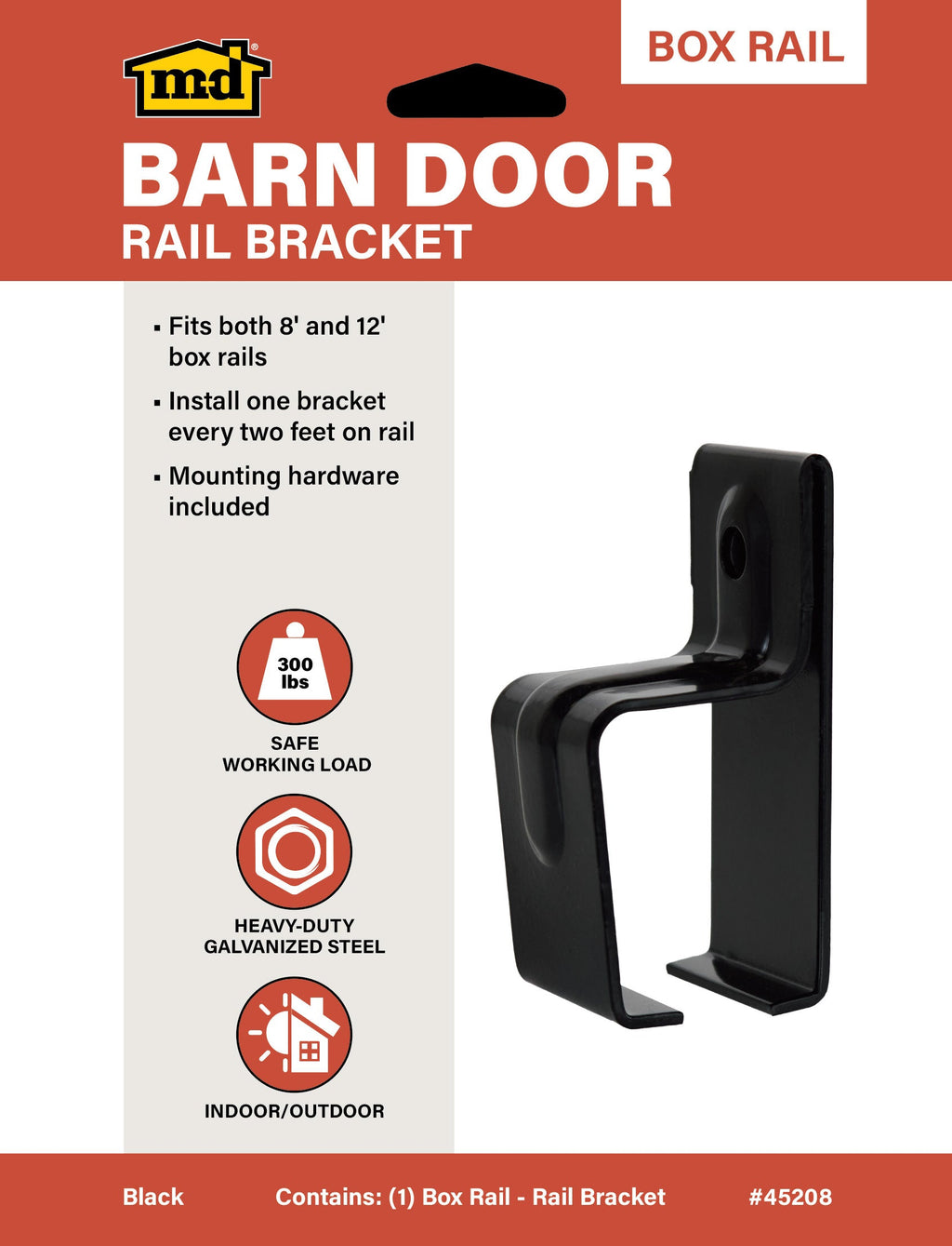Heavy-Duty Box Rail Bracket for Exterior Barn Doors