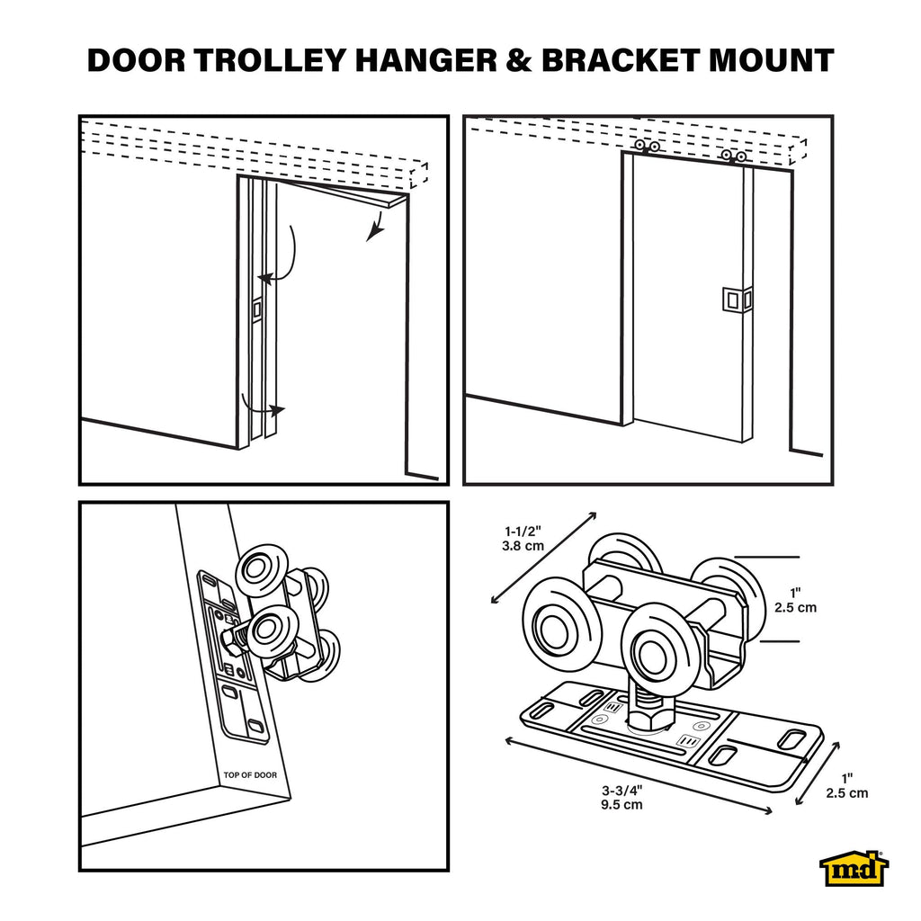 Door Trolley Hanger and Bracket Mount for Pocket Doors