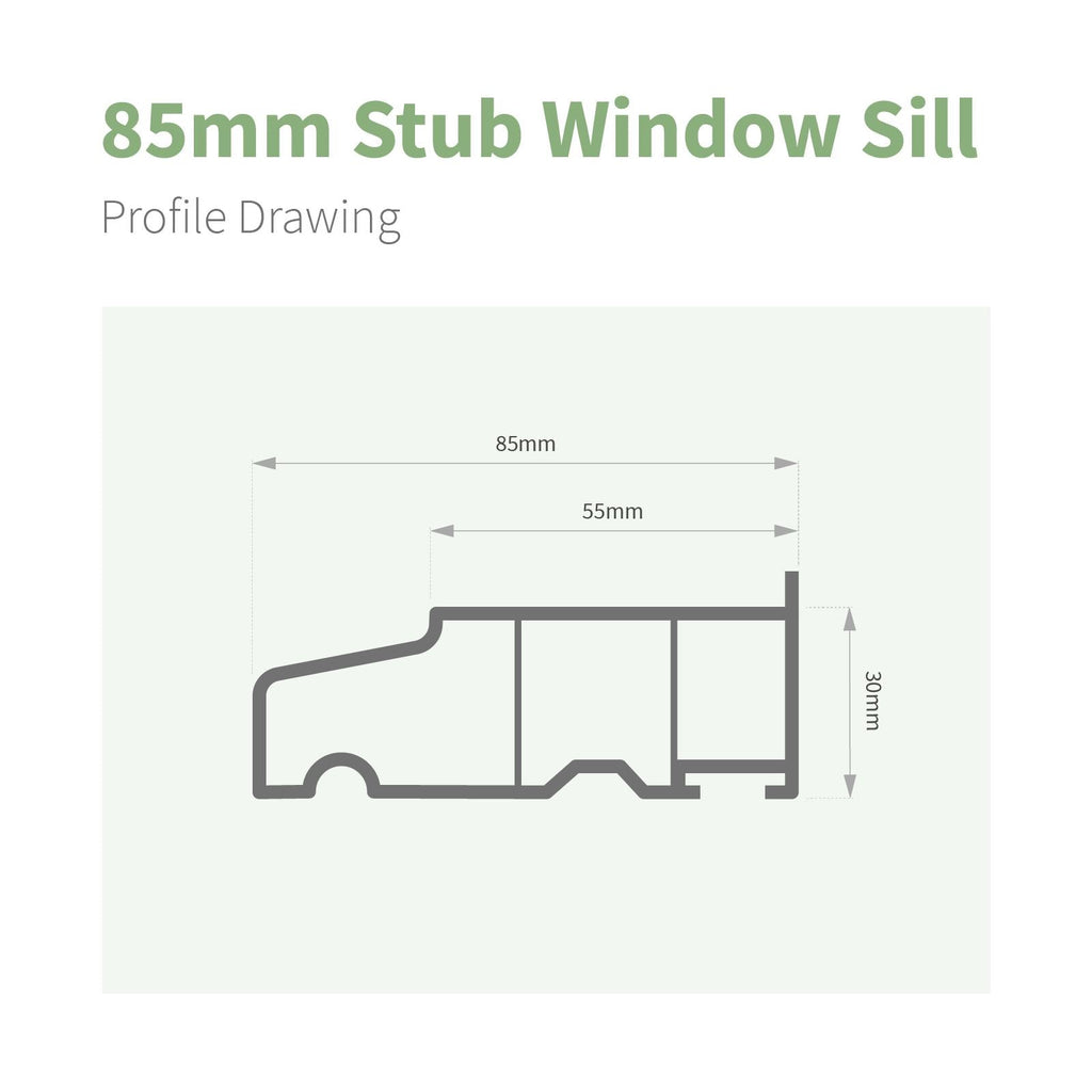 85mm Profile 22 Stub Window Sill (with End Caps)