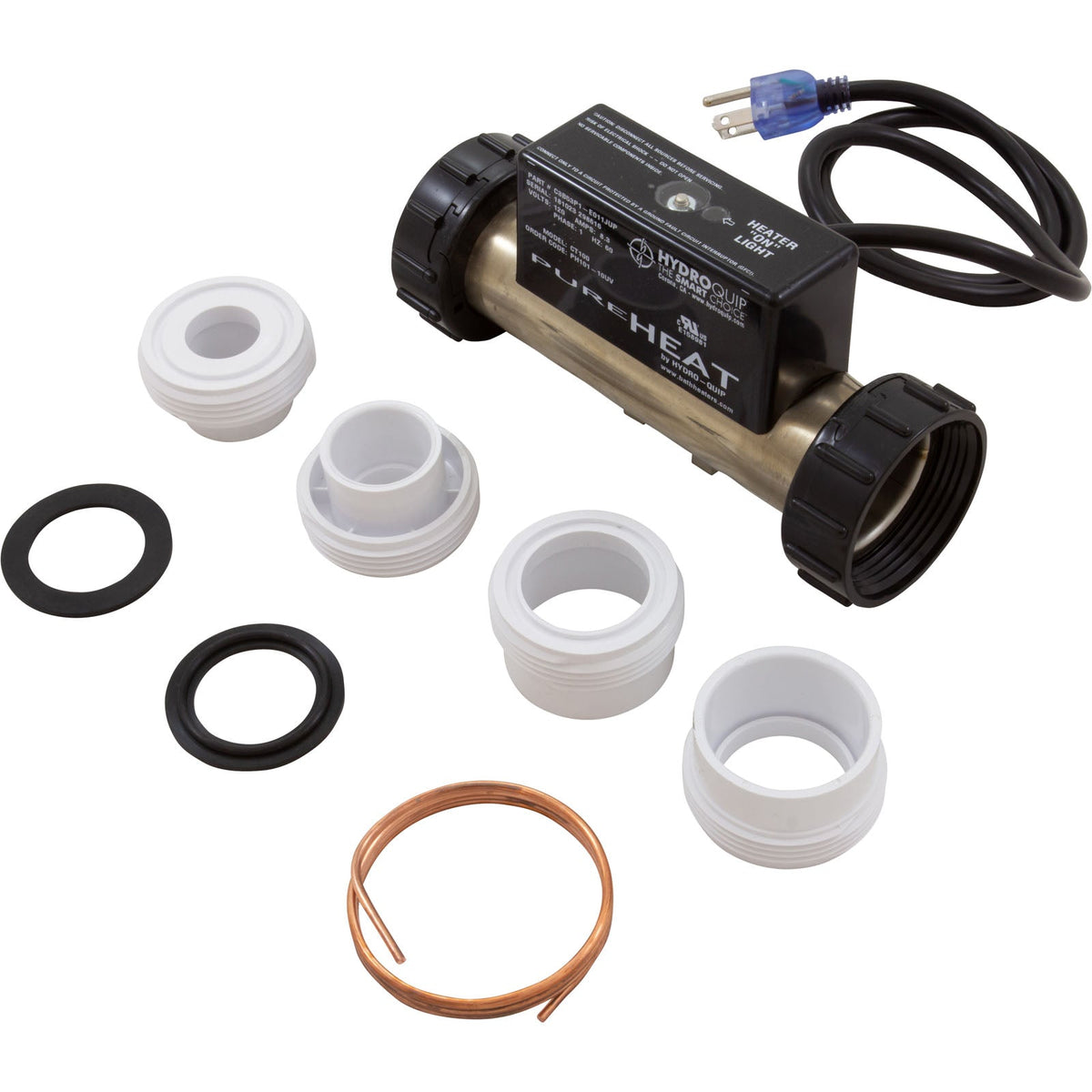 Pure Heat Inline 120V 1500W Universal Bath Heater | Vacuum Activated | PH101-15UV