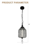 1 - Light Black/Chrome Cylinder Crystal LED Pendant Light, 7.3" Dining Room Light Fixtures Kitchen Island Light