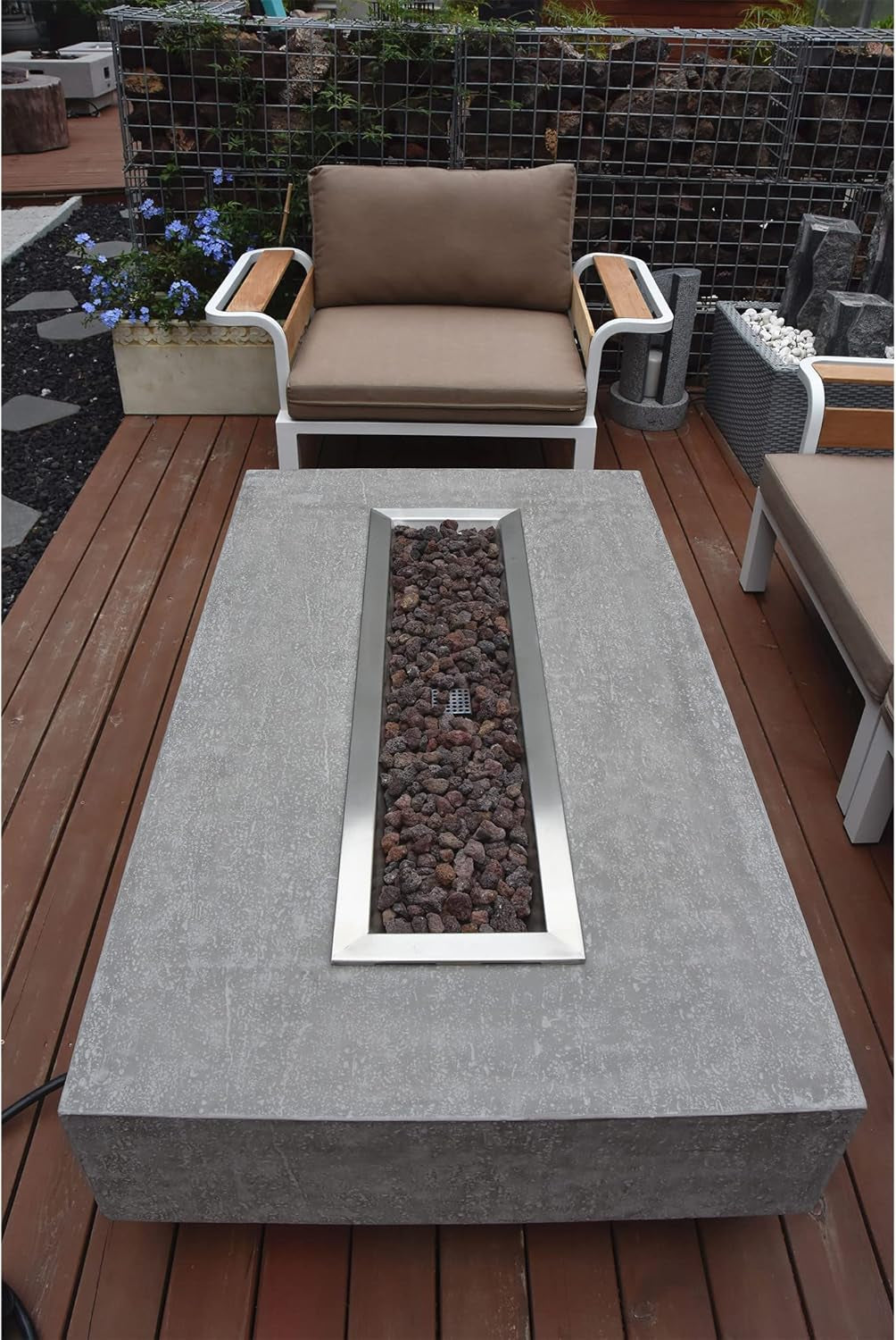 Hampton 56 x 32-Inch Concrete Outdoor Fire Pit Table