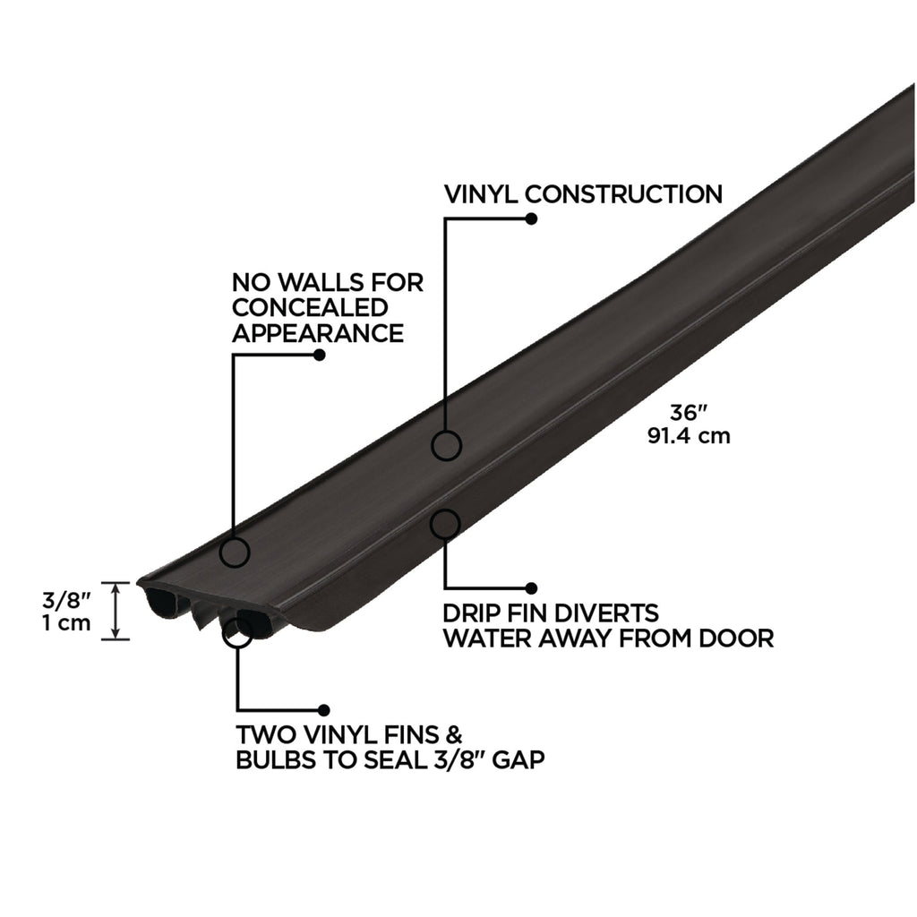 36 in. Brown Vinyl Concealed Screw/Nail-on Under Door Seal