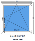 48"x48" Single Sash European uPVC Tilt and Turn Window