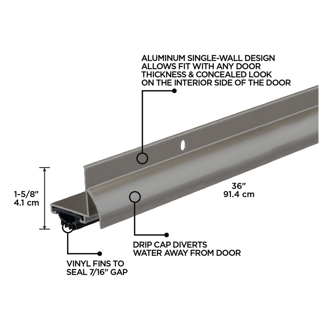 36 in. Aluminum L-Shape Screw-on Under Door Seal