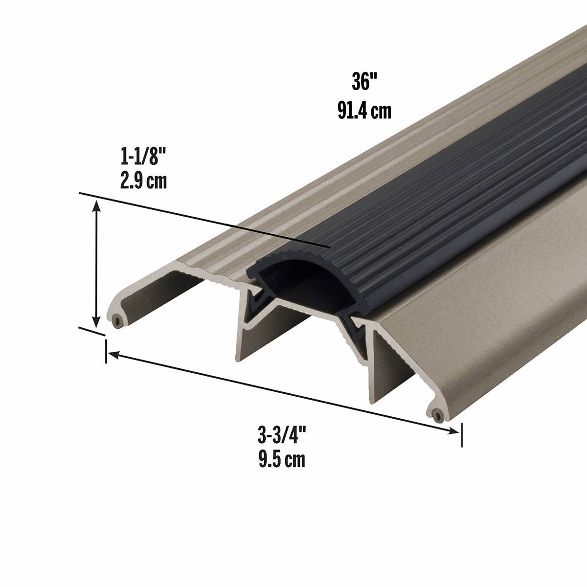 3-3/4 in. x 1-1/8 in. Aluminum and Vinyl Heavy-Duty High-Profile Threshold