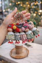 12x Cute Sleeping Doll Keychains Soft Knit Pom Pom Key Ring Bag Charm Gift Bulk