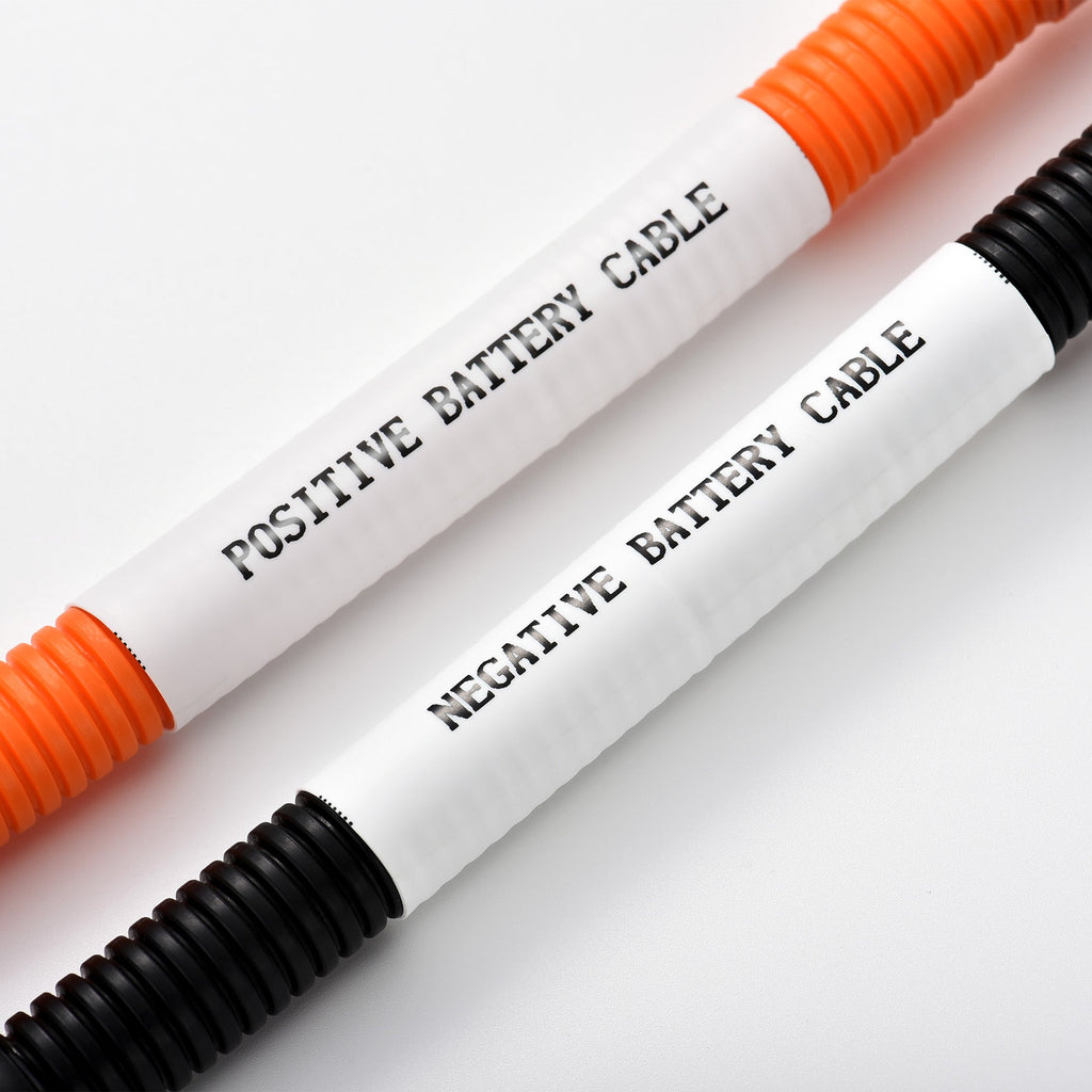 4 AWG 3/8” Battery Cables | Pair of 1 FT Orange & Black Pure Copper Battery Cables for Server Rack Busbar