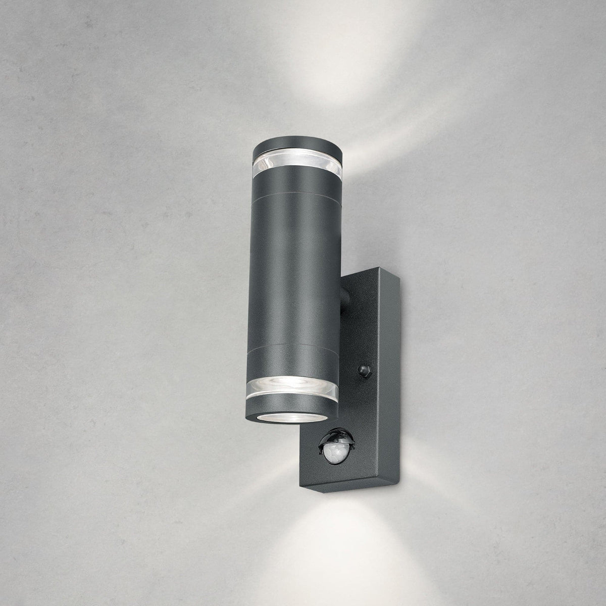 4lite Marinus GU10 Bi-Directional Outdoor Wall Light with PIR - Anthracite