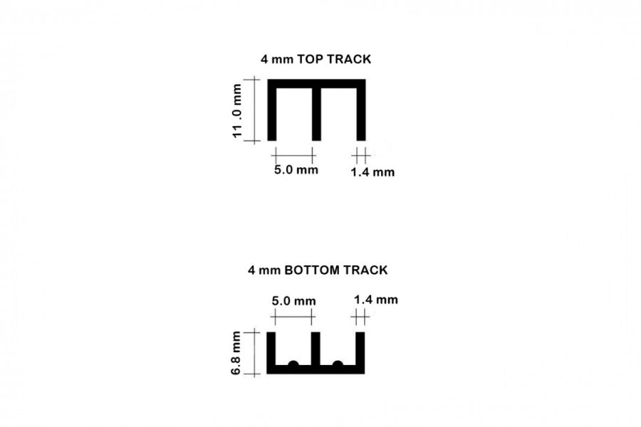 Vivarium Glass Runners Track Double Channel 4 MM 6 MM x 610 MM 910 MM & 2440 MM Length Top & Bottom