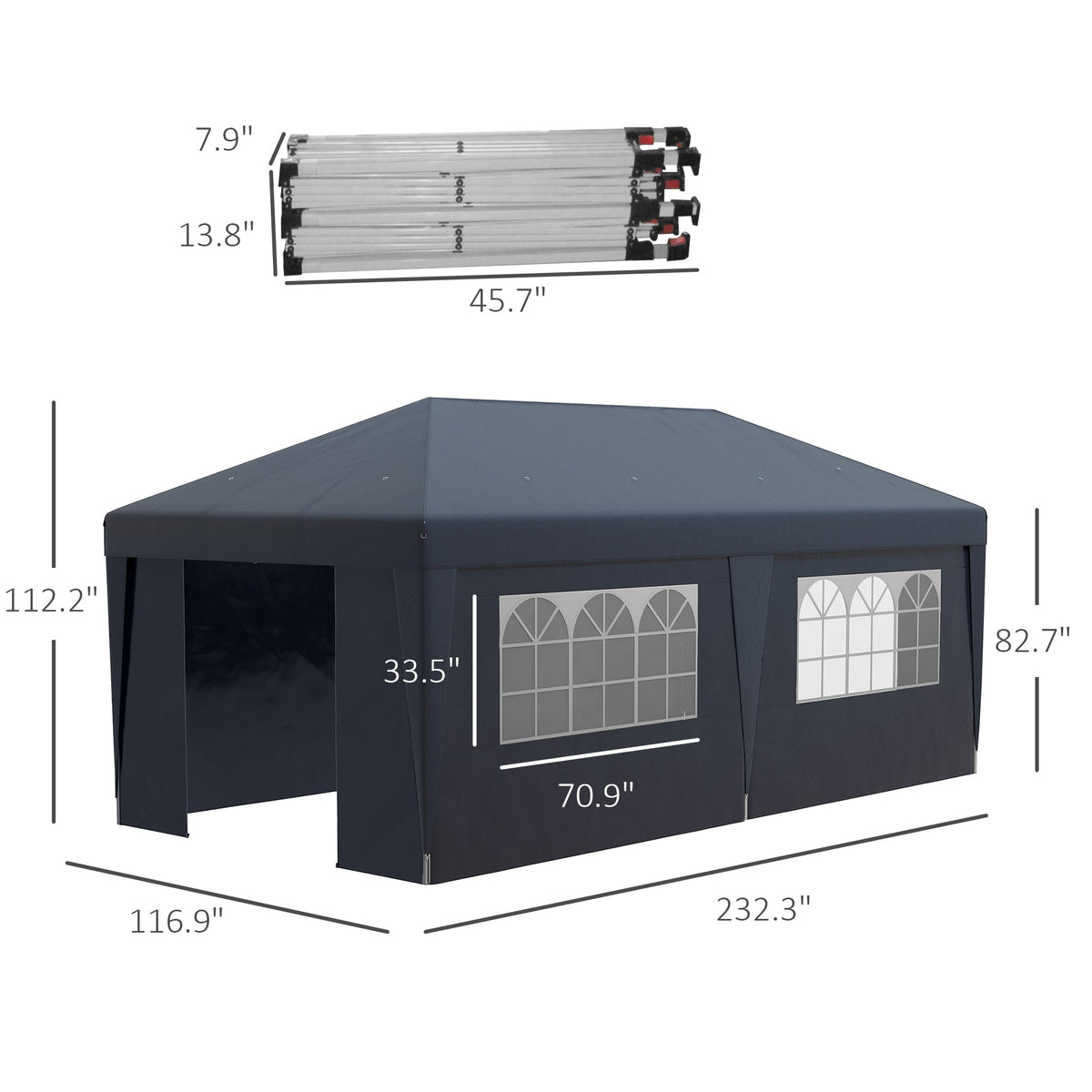 10' x 19.5' Pop Up Canopy Tent with Sidewalls, Dark Blue