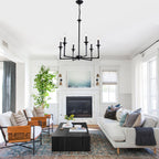 6-Light Black Classic/Traditional Chandelier, Farmhouse Candle Style Chandelier Dining Room Light Fixtures