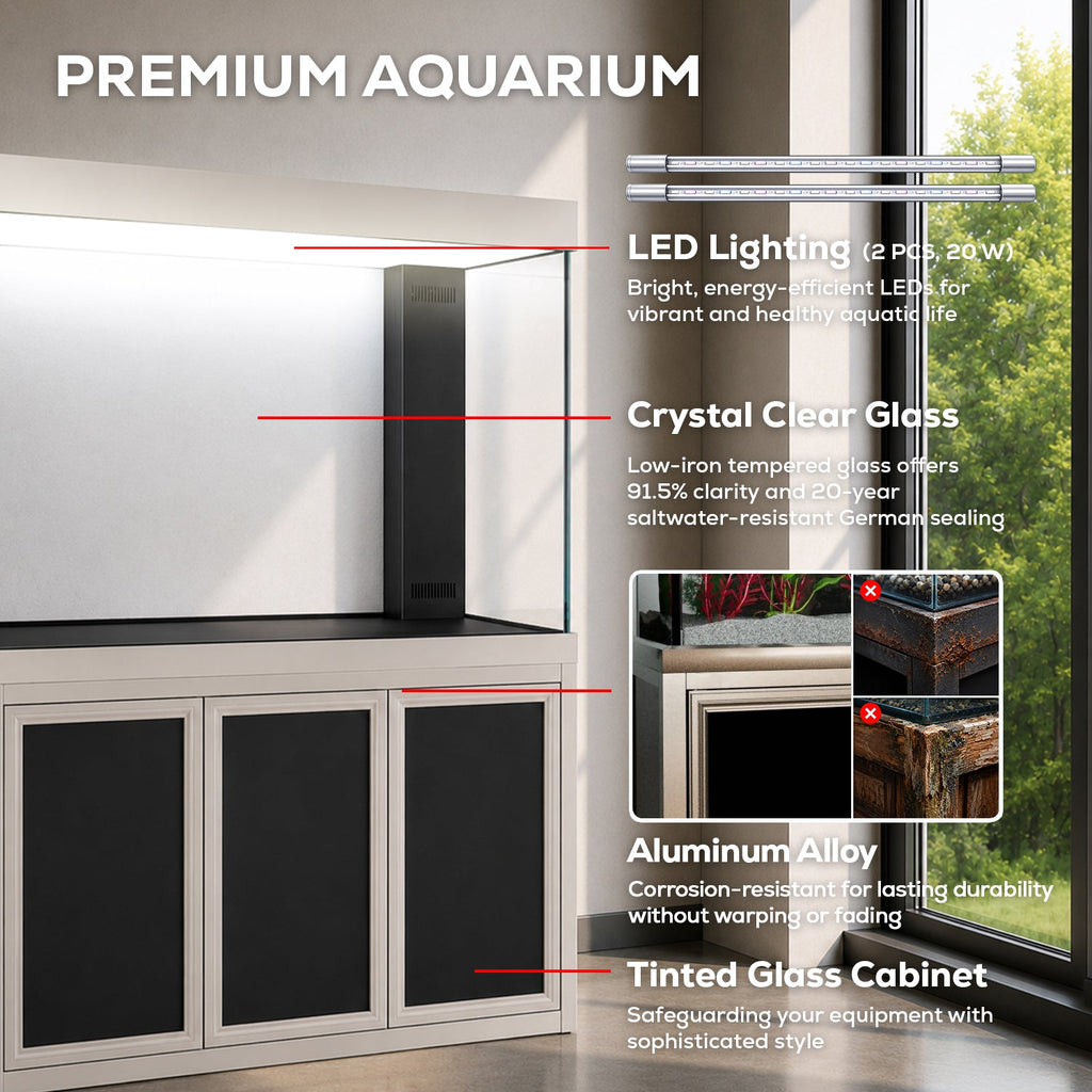 Aqua Dream 145 Gallon Tempered Glass Aquarium Silver Edition