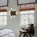 13 Inch Dark Brown Farmhouse Wood Flush Mount Wall Sconces with LED Lights, Rustic Wall Light for Hallway Bedroom