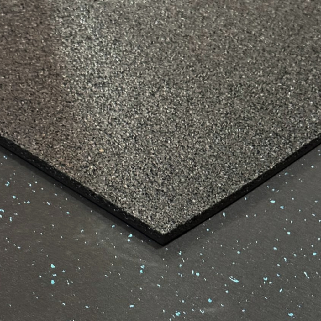 Commercial Premium Rubber Gym Flooring -  Black/Blue Flecks 1m x 1m x 15mm