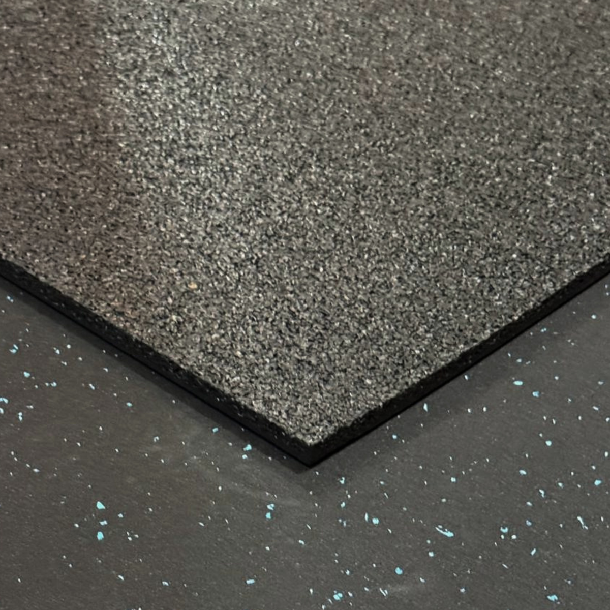 Commercial Premium Rubber Gym Flooring -  Black/Blue Flecks 1m x 1m x 15mm