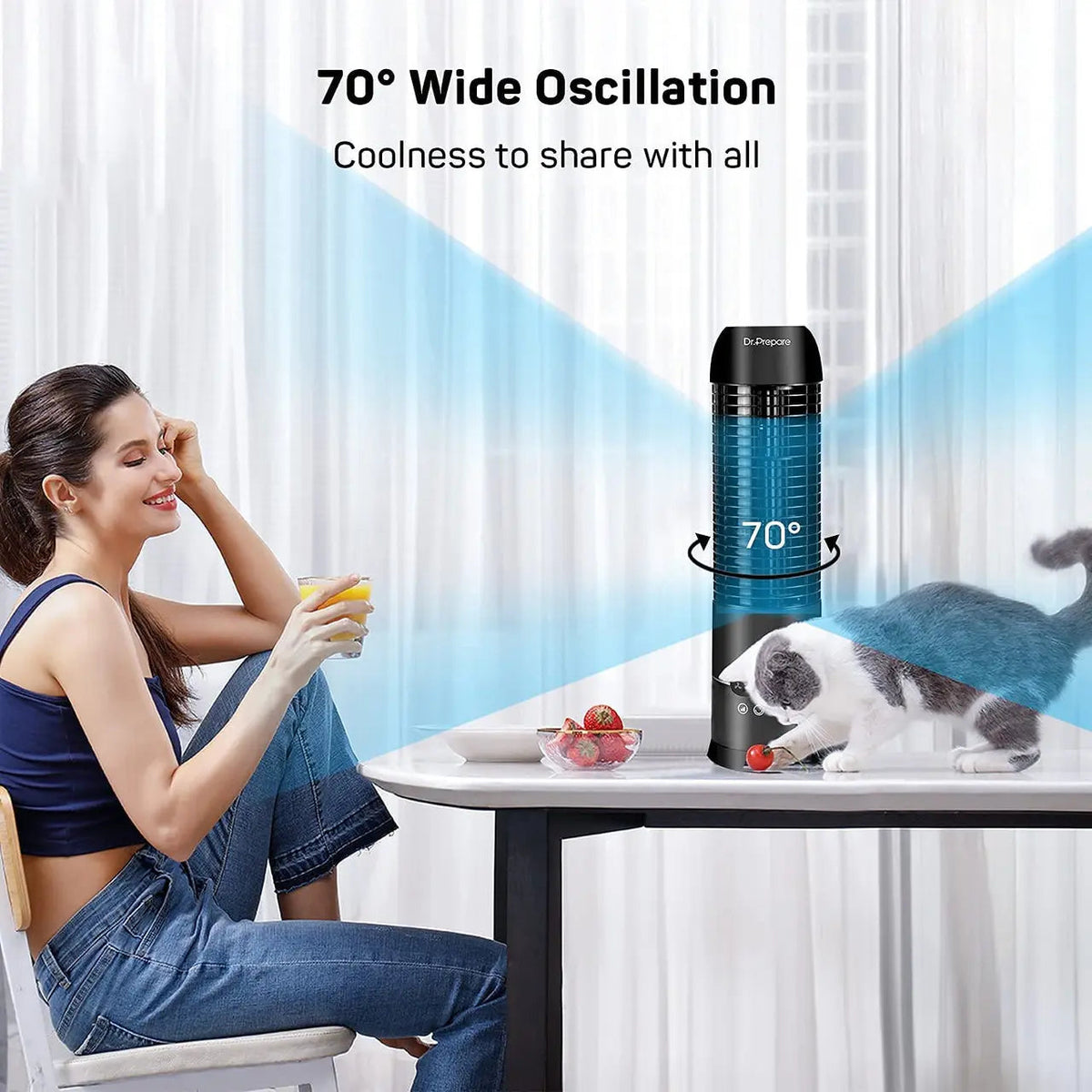 Dr. Prepare 16" Portable Oscillating Tower Fan