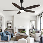 59 Inch Modern Black Ceiling Fan with Dimmable LED Light and Remote Control, 6 Speeds Reversible Ceiling Fan for Large Room