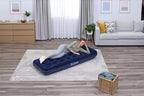Single Flocked Airbed with Built-In Pillow