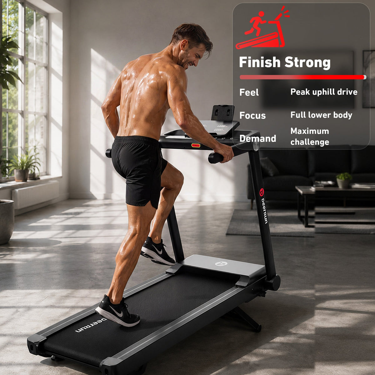 DeerRun Apex Rise 1 Challenge Training 25% Auto Incline Foldable Smart Treadmill
