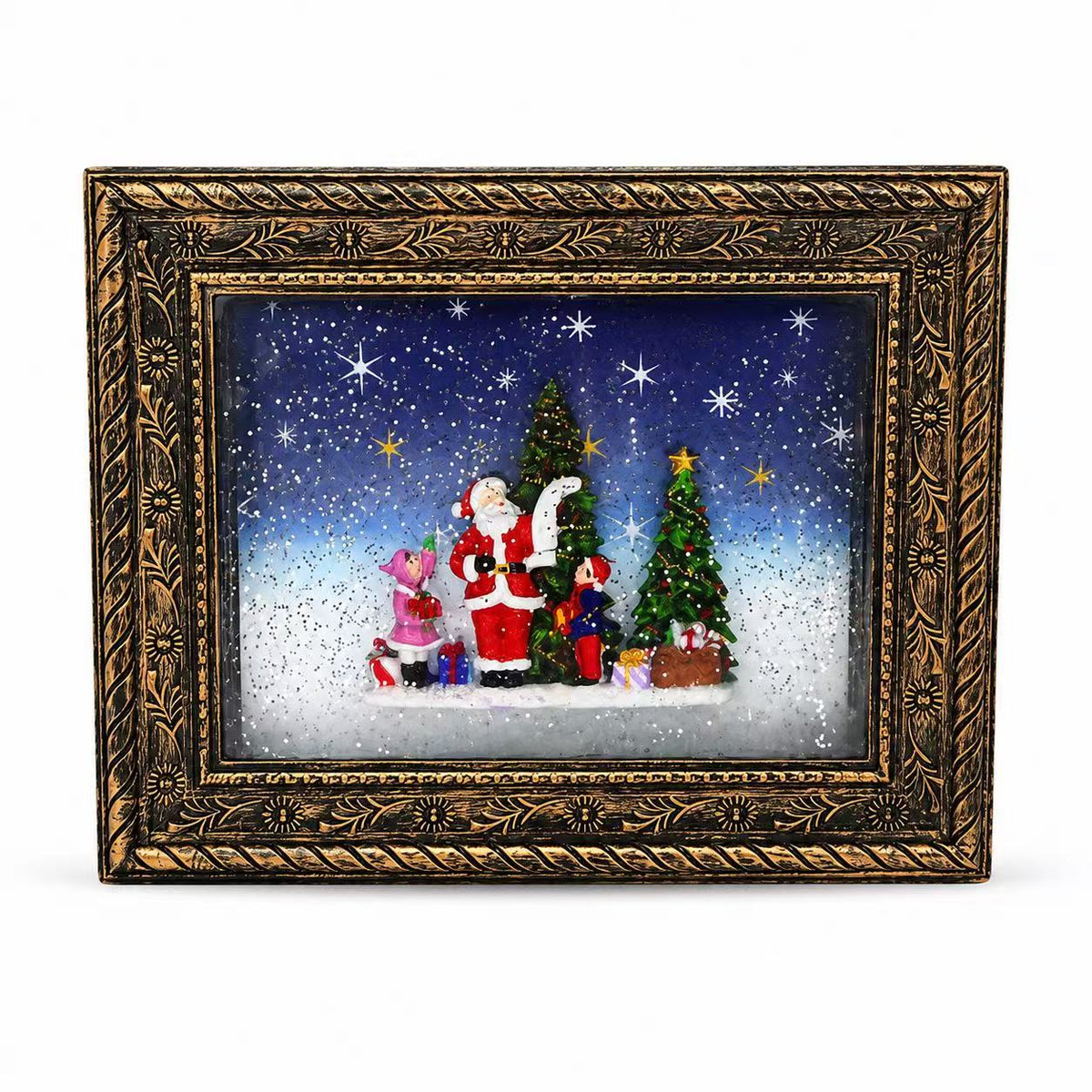Christmas LED Snow Globe Picture Frame Light Music 6H Timer Xmas Decoration