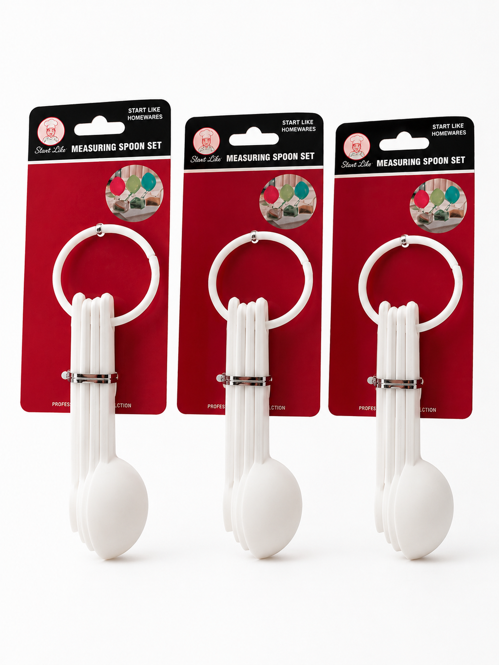 3PK x 4PCS Measuring Spoon Set Plastic Kitchen Baking Spoons White