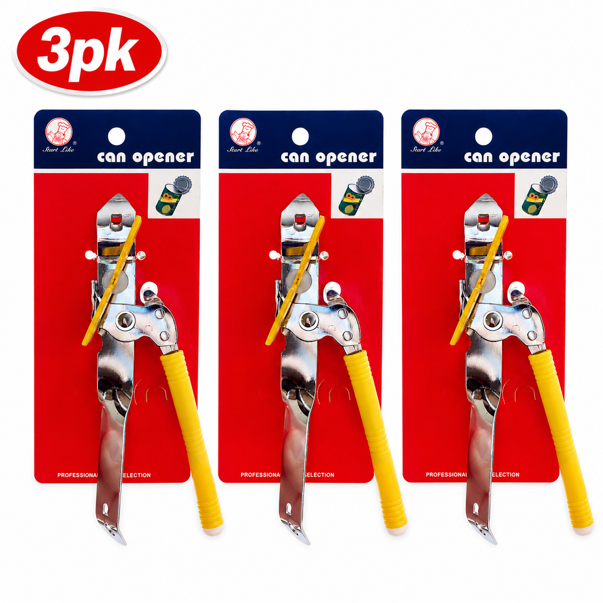 3PK Manual Can Opener Stainless Steel Kitchen Tin Opener Random Colours