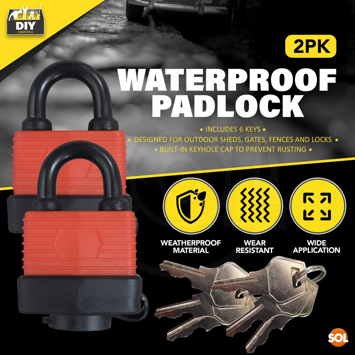 Weatherproof Padlock 40mm | Outdoor Security Lock Includes 3 Keys