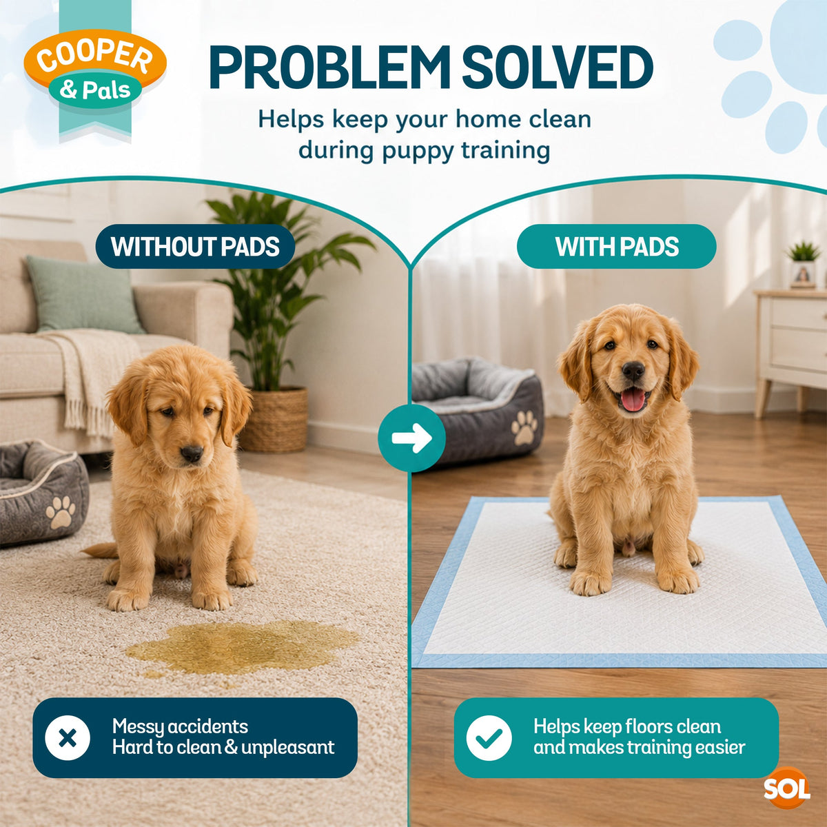 100pk Puppy Training Pads Premium Puppy Pads Perfect for Puppy Toilet Training, Dog Training Pads for Puppy Training, Ideal Indoor and Outdoor Pee Pads Dogs, Absorbent Dog Pee Pad for your Furr Baby