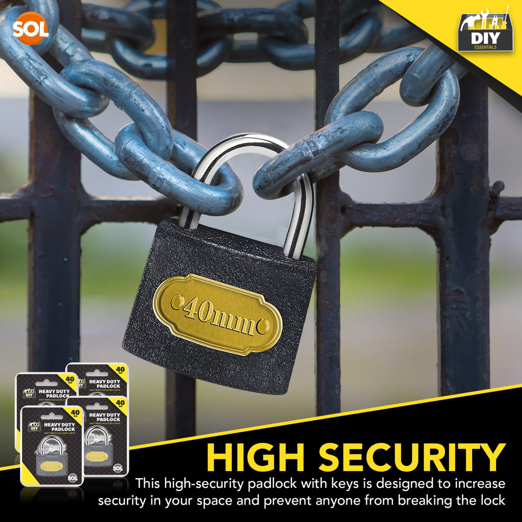 Padlock 40mm with 2 Keys | Heavy Duty Outdoor Security Lock | 4 Pack