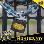 Padlock 40mm with 2 Keys | Heavy Duty Outdoor Security Lock | 4 Pack