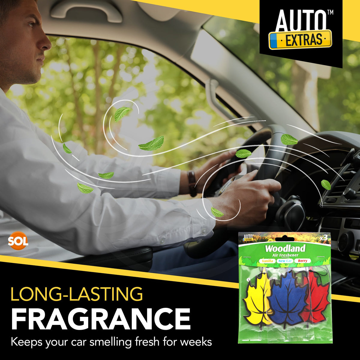 Woodland Leaf Car Air Fresheners | Vanilla Berry New Car Smell | 6 Pack