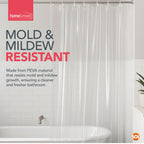 Clear Shower Curtain 180 x 180 cm | Waterproof Polyester with Hooks