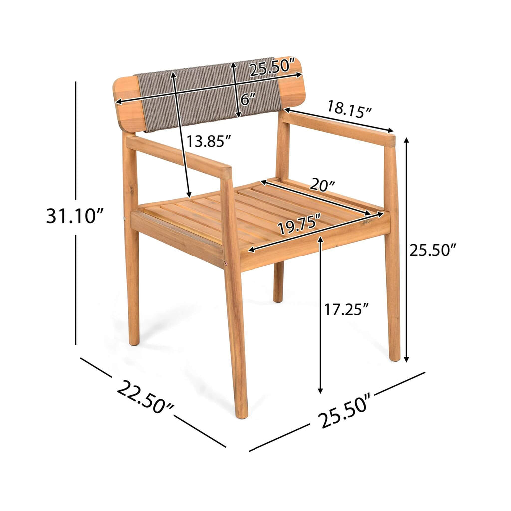 Alora 5-Piece Acacia Wood Outdoor Patio Dining Set with Chairs and Table