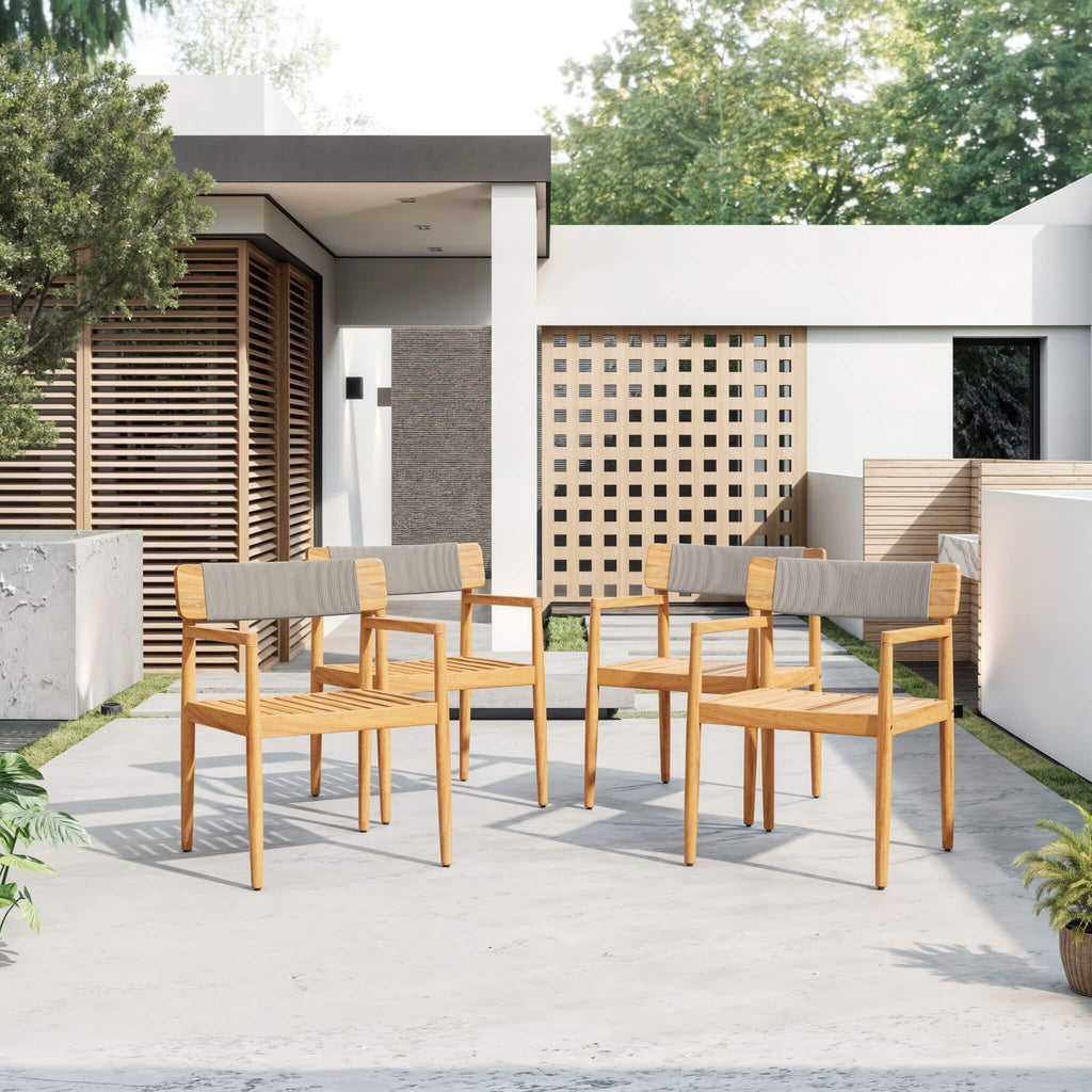 Alora 5-Piece Acacia Wood Outdoor Patio Dining Set with Chairs and Table