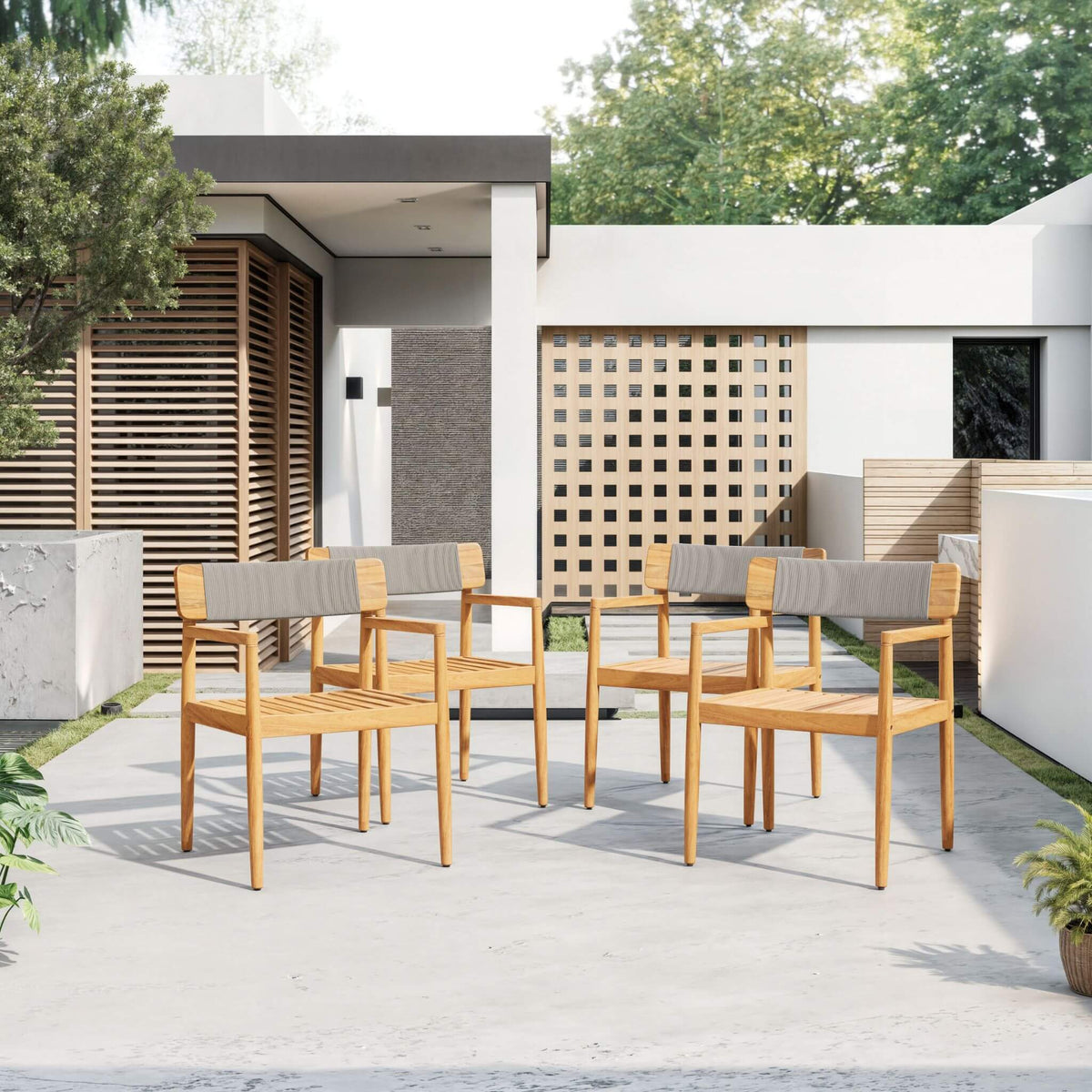 Alora 5-Piece Acacia Wood Outdoor Patio Dining Set with Chairs and Table
