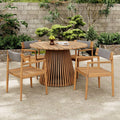 Alora 5-Piece Acacia Wood Outdoor Patio Dining Set with Chairs and Table