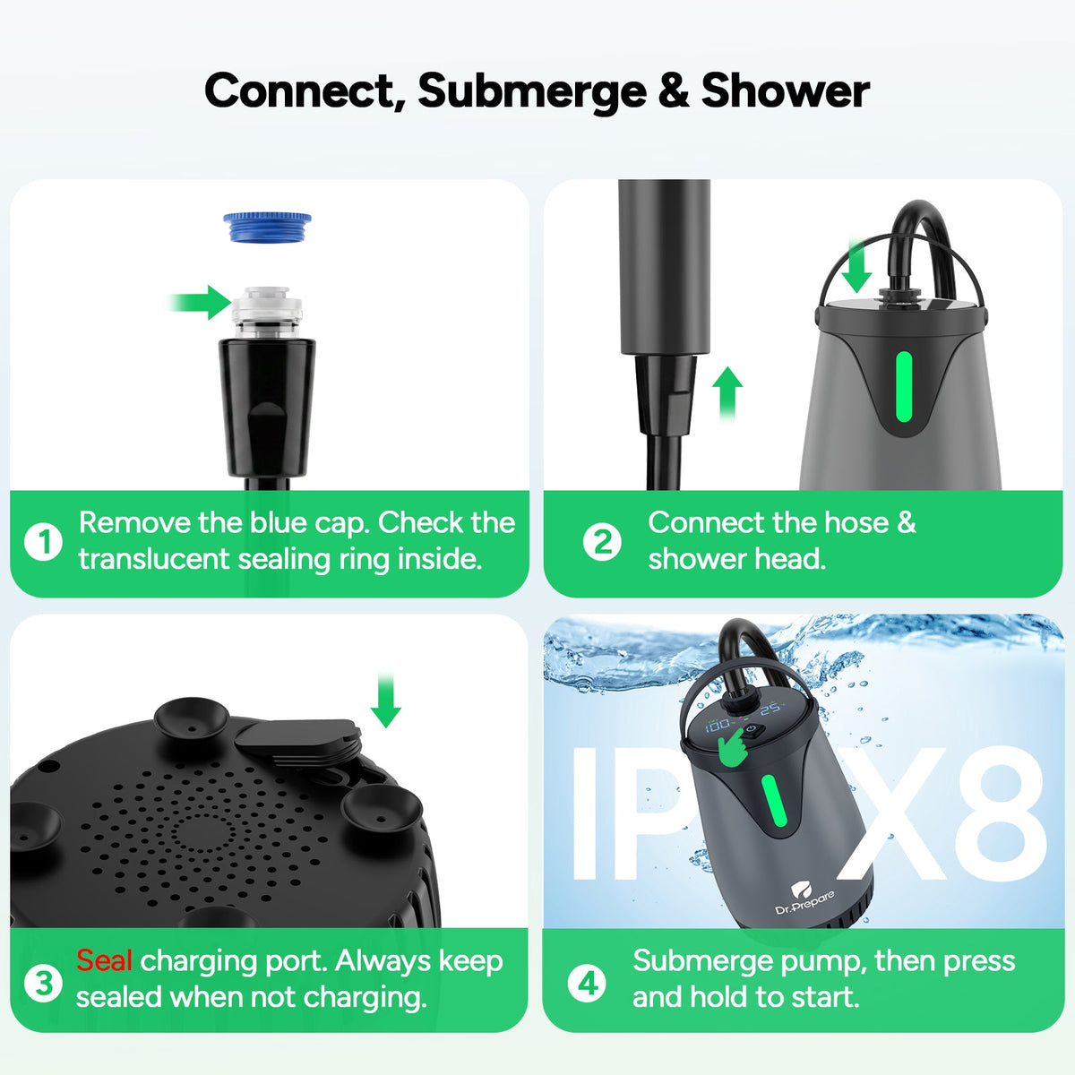 Dr.Prepare 5 Gallons (20L) Camping Shower with Water Pump