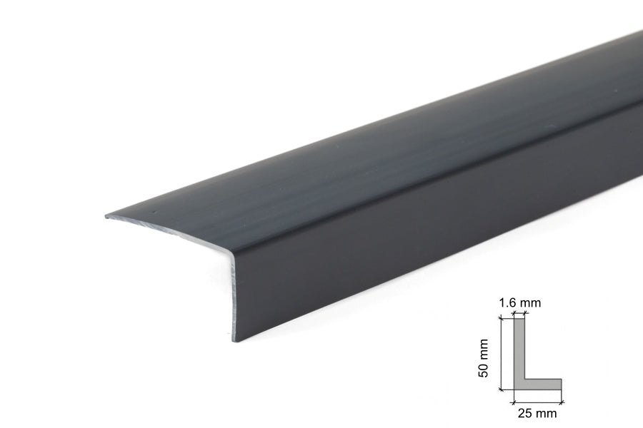 Unequal Anthracite PVC Corner Angle Trim 50x25