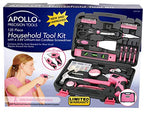 Apollo Tools 135 Piece Household Tool Set, Pink DT0773N1 - color: Pink, size: 135-Piece