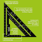 TRACER 12 in Aluminum Rafter Square - Carpenter Framing Triangle - size: 12 inch