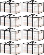 8 Pack Extra Large Clothes Storage Bins with Lids, Moving Bags, Clear - color: Clear, size: 8 Pack