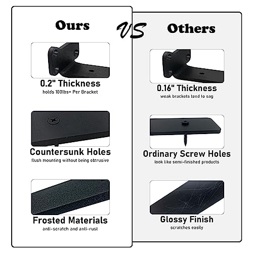 Heavy Duty Shelf Brackets Industrial L Shelf Bracket - 0.2 Inch Thick Premium Solid Steel Shelf Supports, Black Rustic Wall Brackets for Shelves - 7 Inch Floating Shelves Hardware (6 Pack) - size: 7 Inch-6 Pack