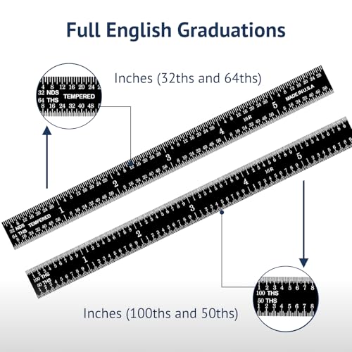 PEC Tools Made in USA 6 Inch Metal Ruler - color: Black Chrome-Flexible, size: 6"